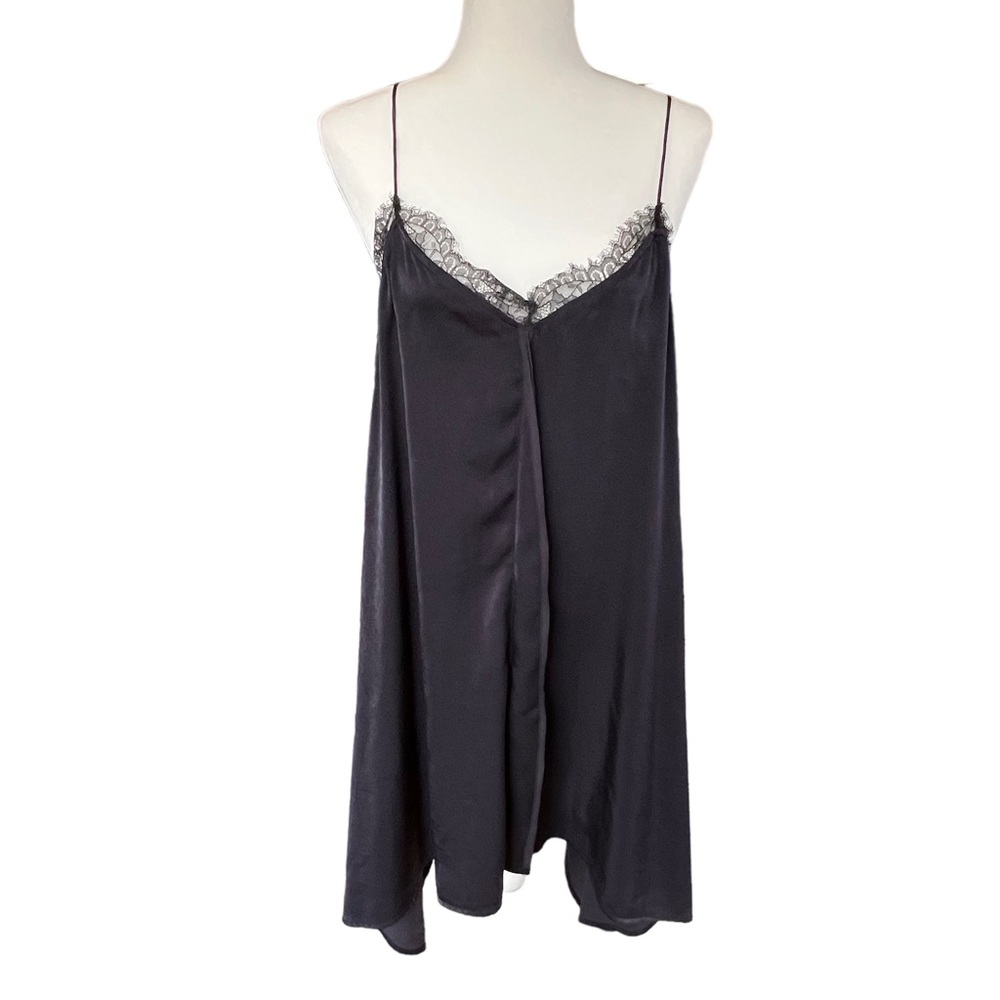 ZARA BASIC BLACK SPAGHETTI STRAP DRESS WITH HANDKERCHIEF HEM SIZE LARGE